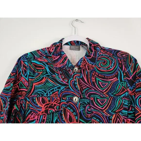 (JL) Additions by Chico's Women's Bomber Jacket Size 0 (S) Pockets Aztec Office - Picture 2 of 7